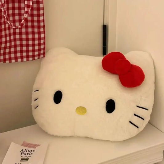 Almofada Hello Kitty Recheado Bolster Kawaii Kitty Gato Cabeça Grande Sofá Almofada de Cabeceira Macia