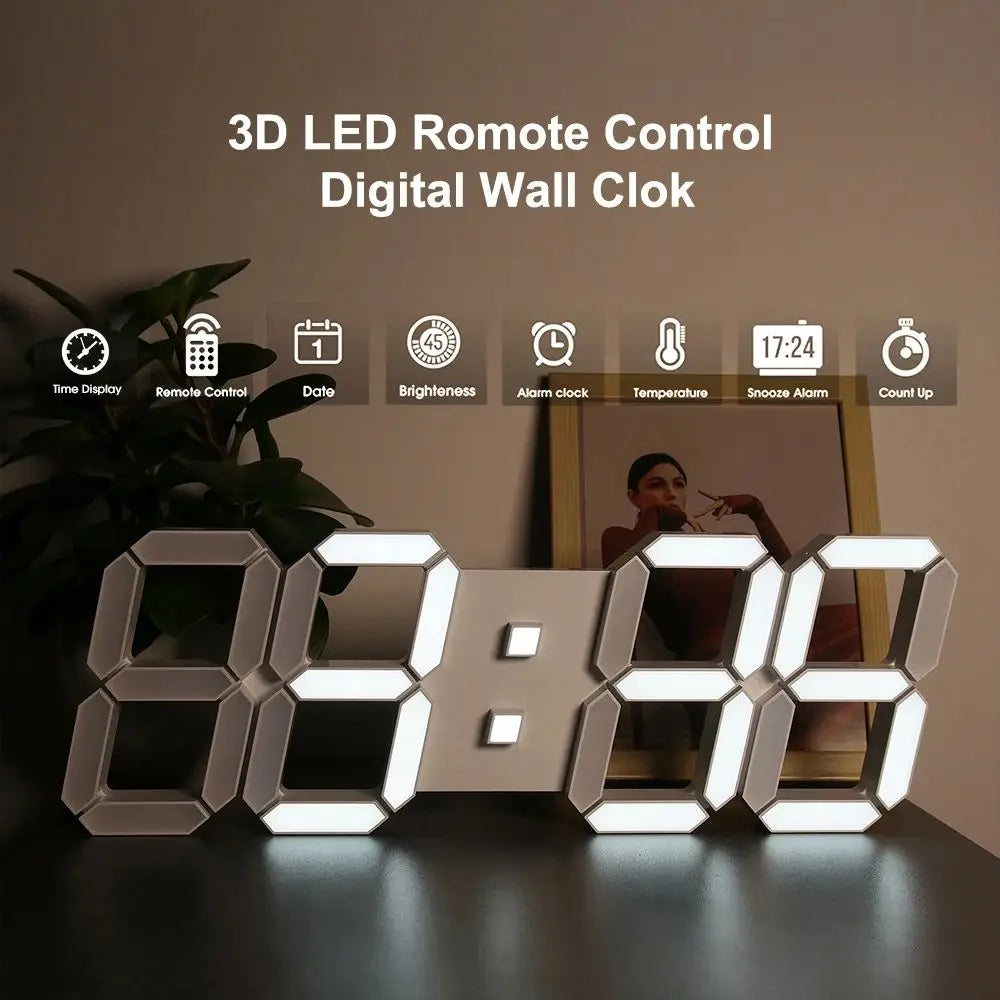 Relógio Digital LED 3D Relógio de Parede de Moda Luminosa Multifuncional Criativo USB Plug em Relógio Eletrônico Decoração de Casa