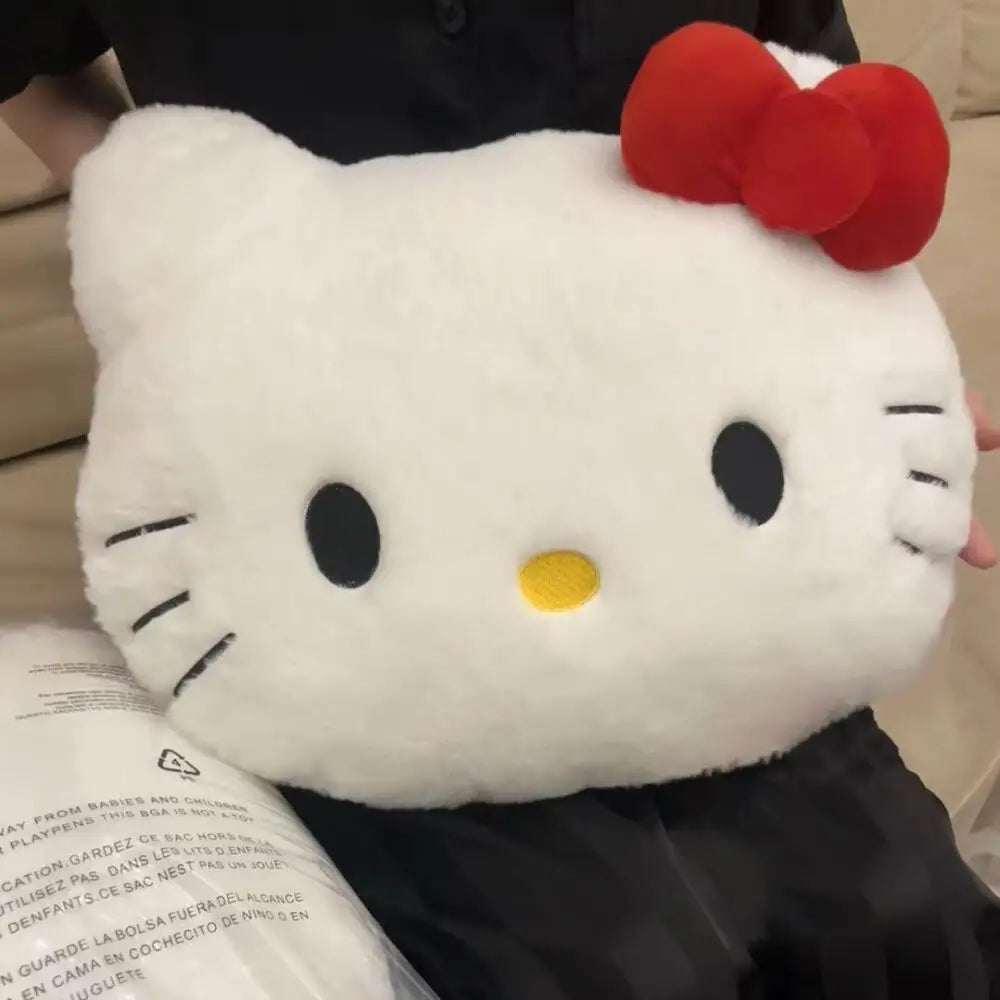 Almofada Hello Kitty Recheado Bolster Kawaii Kitty Gato Cabeça Grande Sofá Almofada de Cabeceira Macia