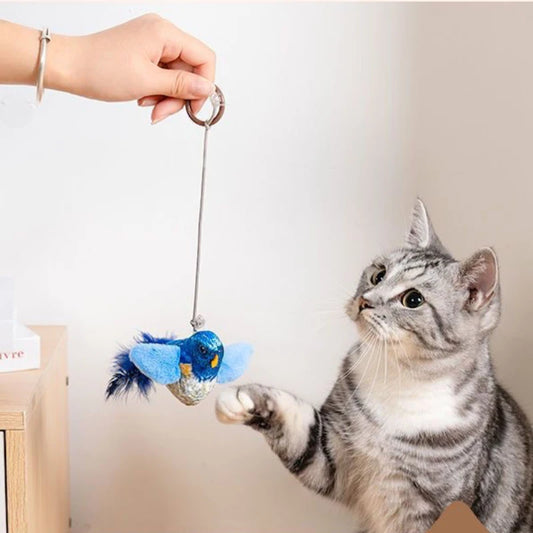 Indoor Interactive Birds Toy for Cat Chasing Teasing Toy Sounding Catnip Cat Teaser Toy Self-hilarity Wall Hanging Birds Cat Toy