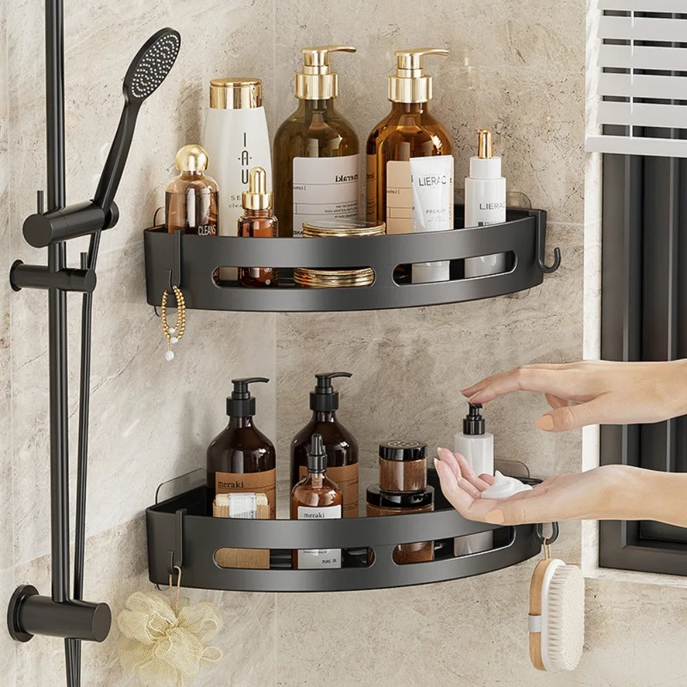 3/2/1 PCS Strong Adhesive No Drill Shower Shelf Storage Upgraded Waterproof Bathroom Organizer Shampoo & Towel Holder Wall Mount